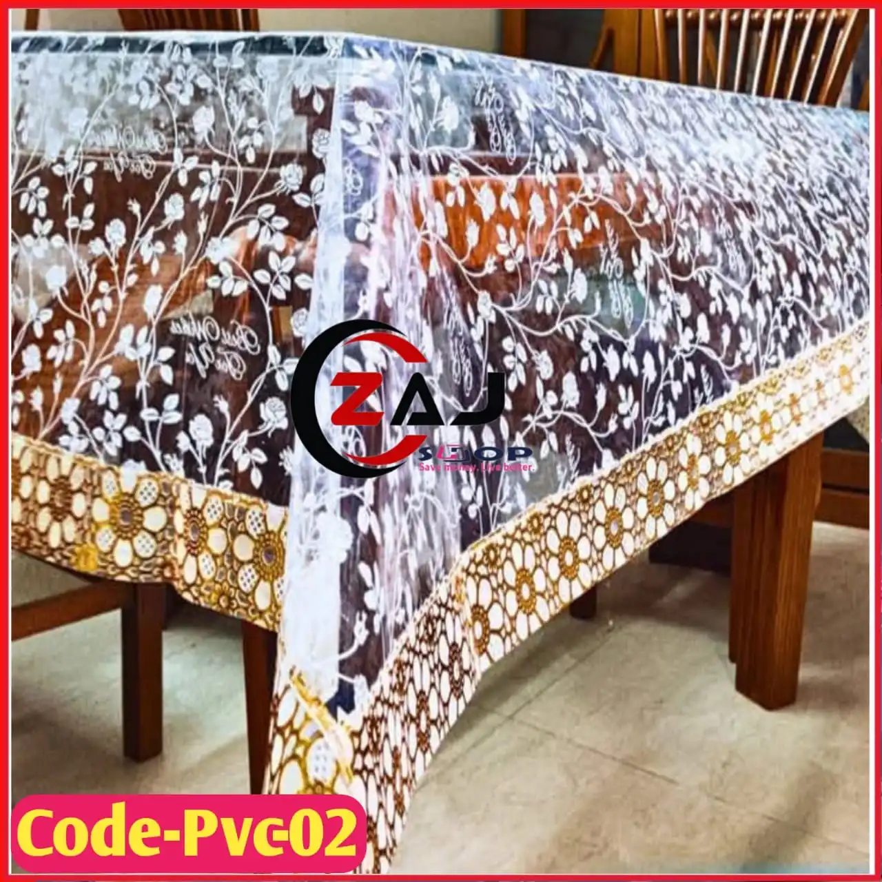 ৮ সিটের টেবিল কভার প্রিন্টেড স্বচ্ছ পরিষ্কার ওয়াটারপ্রুফ কোড - PVC-02